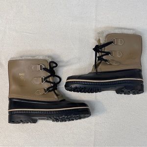 Sorel RAM Boys Duck Boots Brown Suede Leather Rubber Lace Up Size 6.